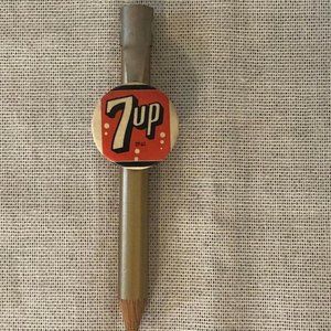 Vintage 1.75" Red 7up Pencil Clip W/Pencil